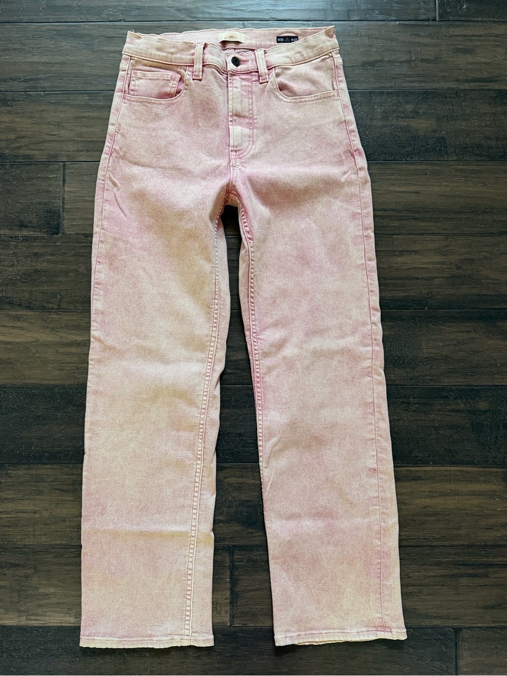 FAHERTY Unique Soft Stretchy Pink Acid Wash Mid-Rise Straight Leg Jeans 27 NEW!!